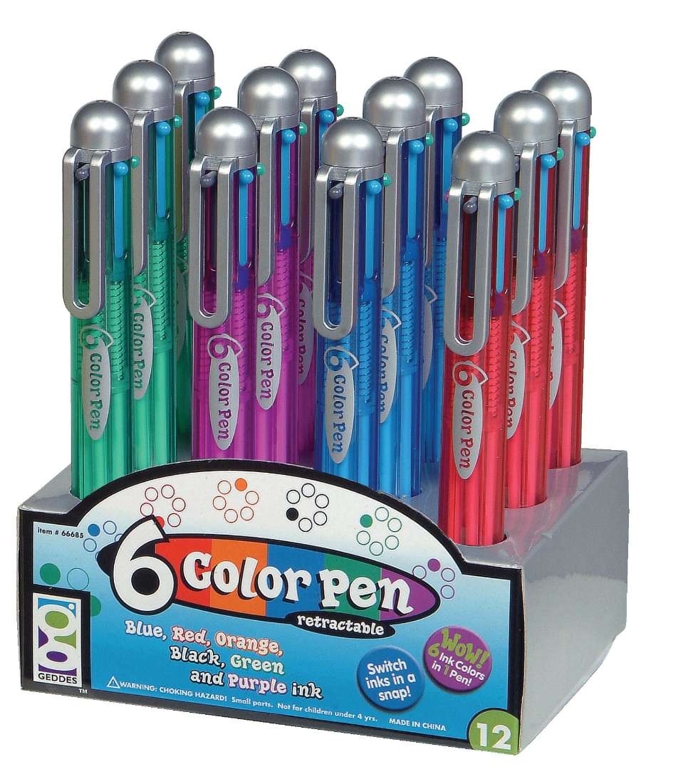 2377507 6-Color Retractable Pens, 12 Pack case of 144
