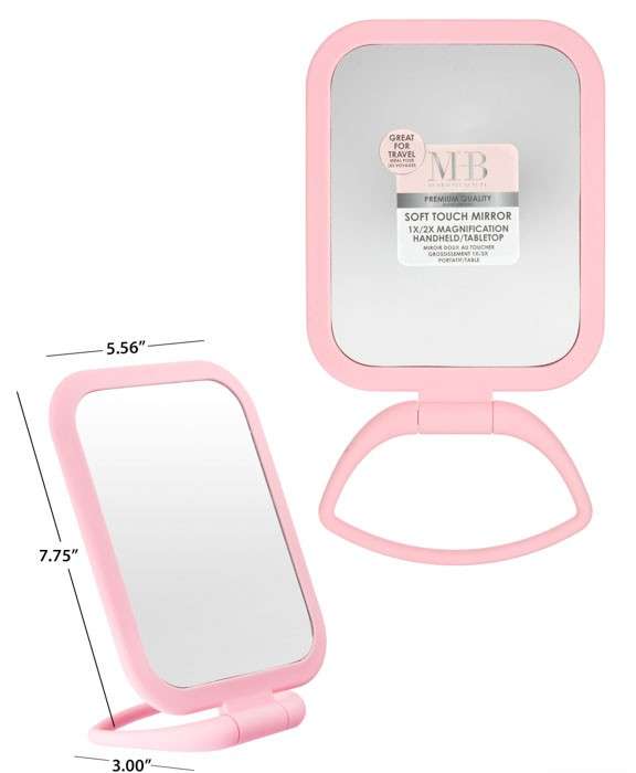 2386293 Square Mirror with Handle - PInk case of 48