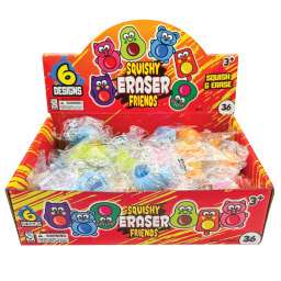 2377829 Squishy Friends Erasers, 36 Pack case of 648