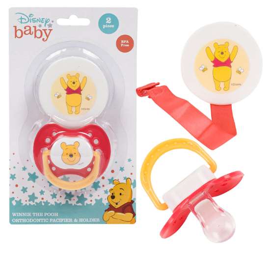 2376671 Disney Pacifier & Clip Sets - Winnie the Pooh, 2pk case of 48