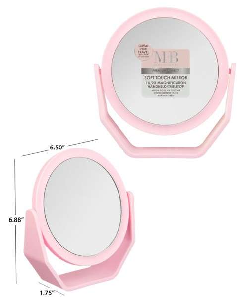2386287 Round Mirror with Stand - Pink case of 48