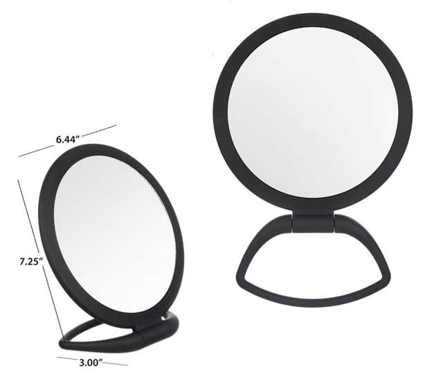 2378519 Flat Front Rounded Mirrors with Stand - Black case of 48
