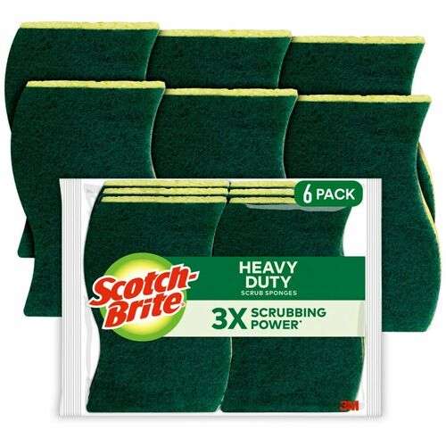 2379600 Scotch-Brite Heavy-Duty Scrub Sponges, 6 Pack case of 36