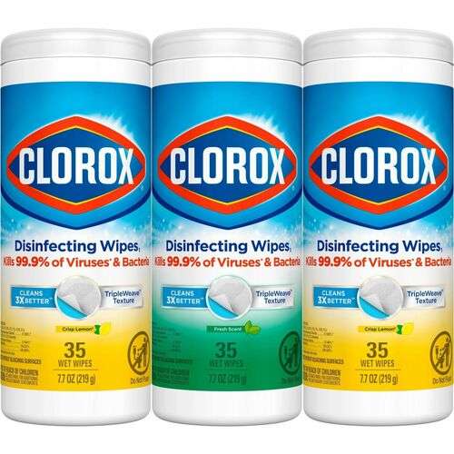 2379602 Clorox Disinfecting Cleaning Wipes 3 Pack case of 5