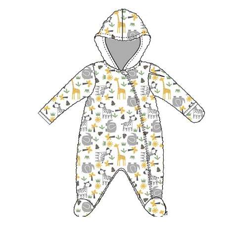 2380672 Infant Footed Plush Pram Bodysuits, Gray, 0-9M case of 48