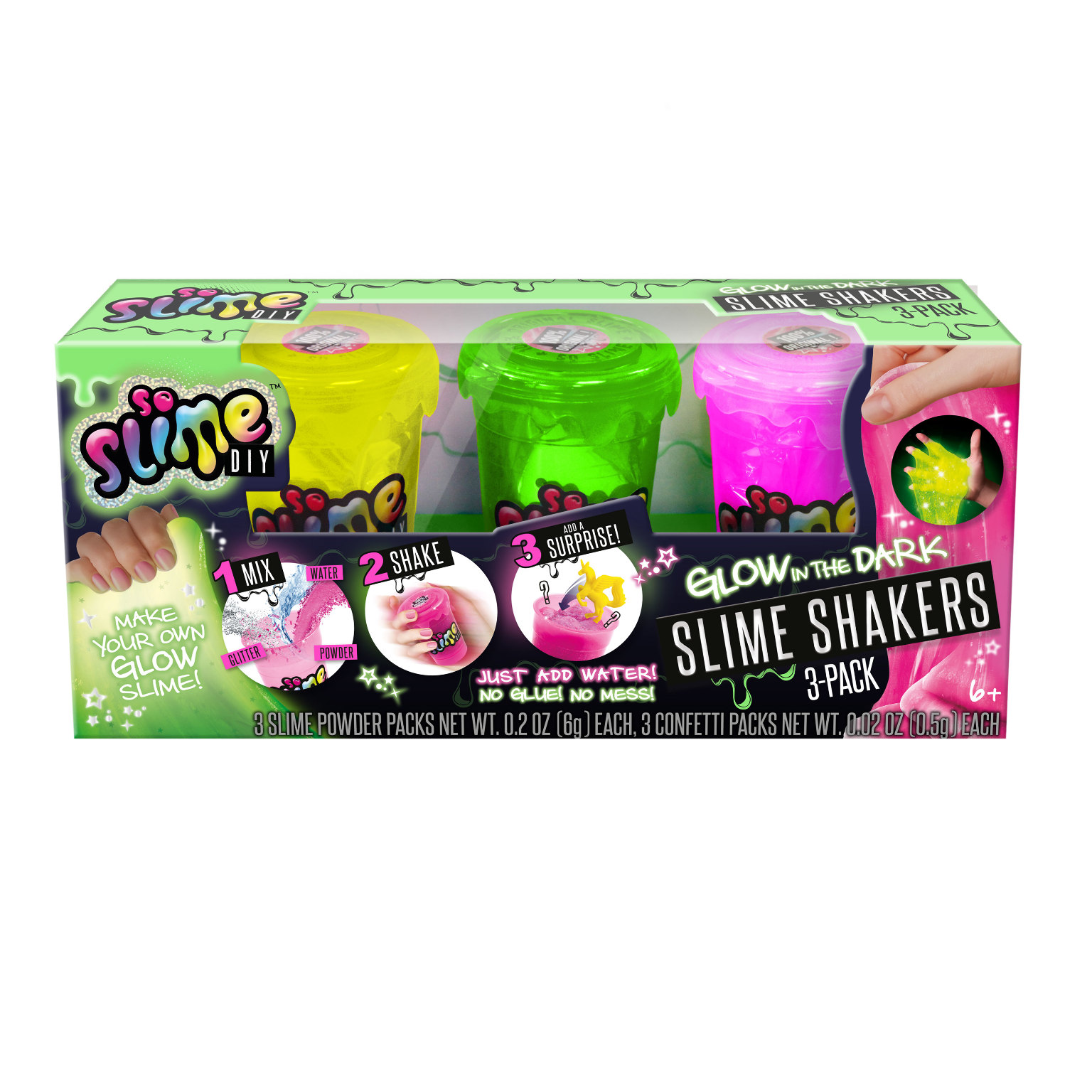 2361750 Glow-in-the-Dark Slime Shaker Kits - 3 Pack, Assorted case of 6
