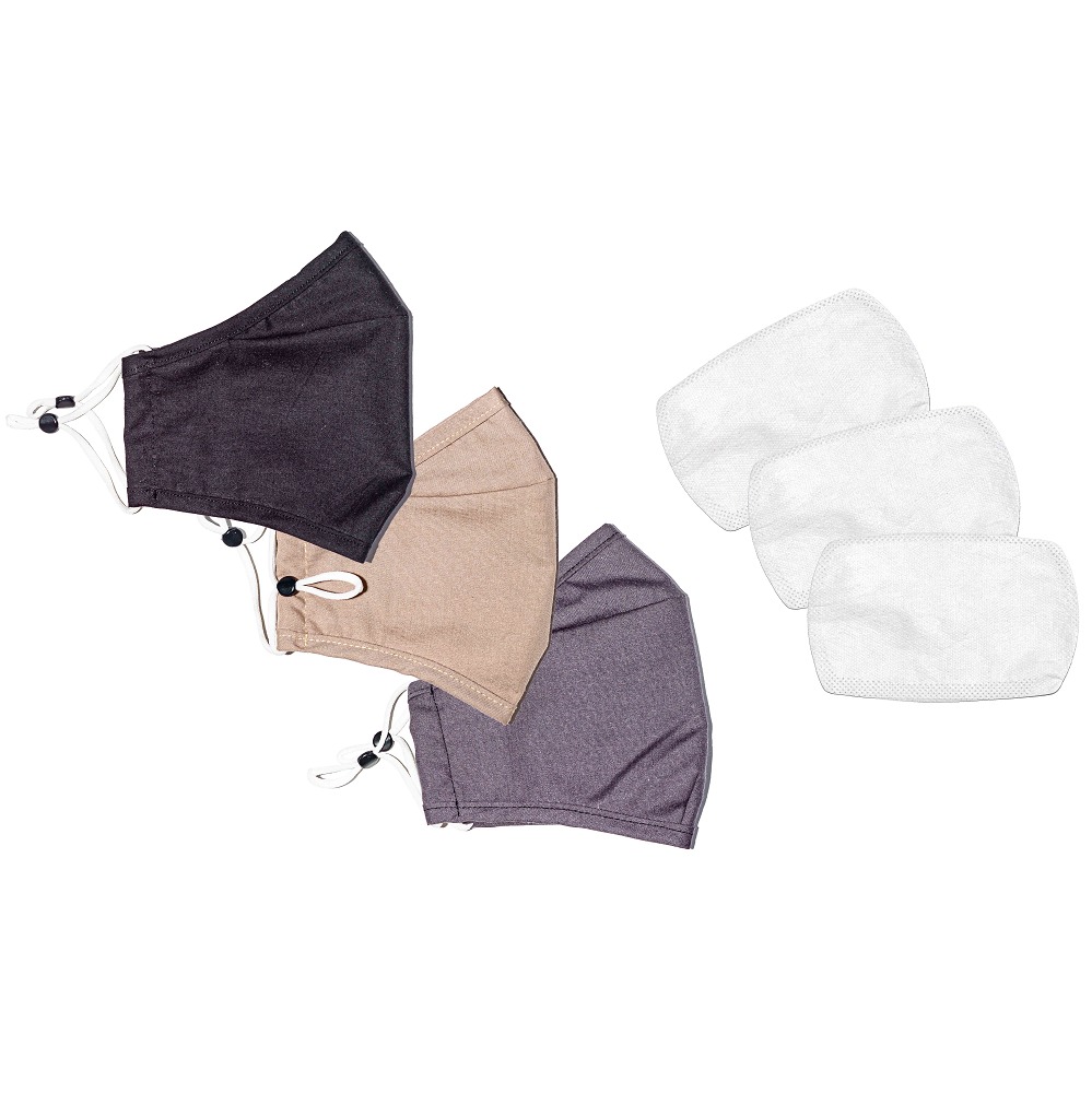 2359701 Woven Reusable Face Masks - Filters, Adjustable Ear Loops, 3 Pieces case of 100