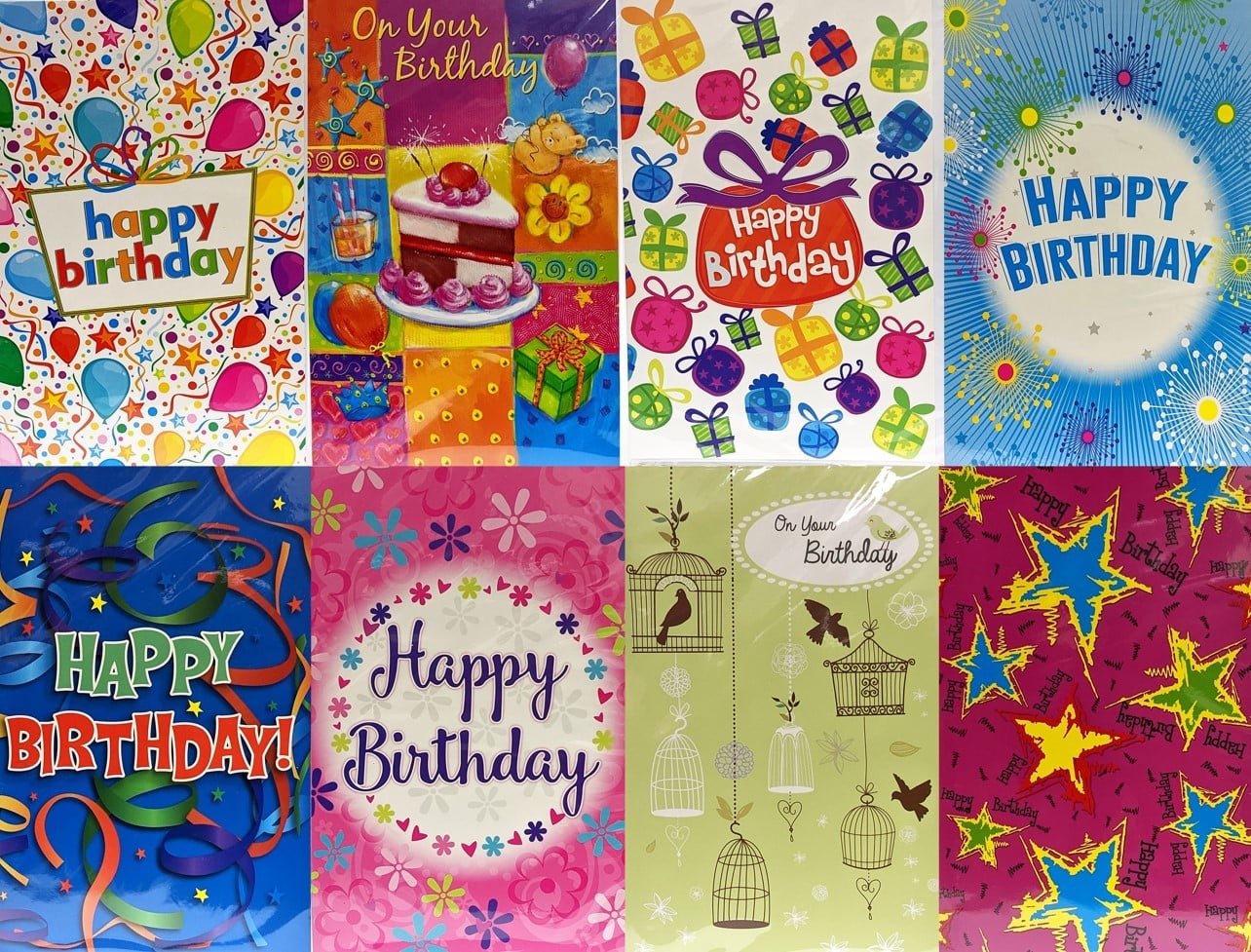 2343127 Birthday Cards - Assorted, 5x7.75 case of 144