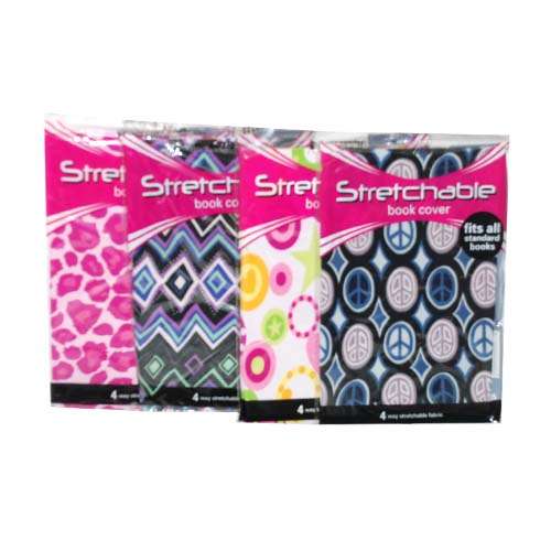 2386750 Stretchable Standard Book Covers - 4 Assorted Designs case of 24