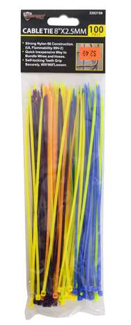 2387095 Cable Ties, Assorted Colors, 100 Count - 8 case of 144