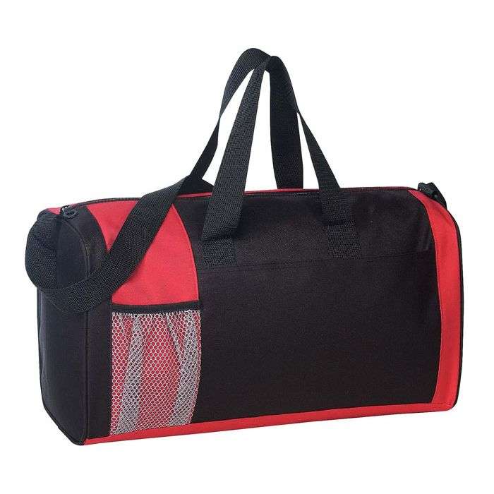 2379432 Poly Duffel Bags, Red/Black, 19 case of 36