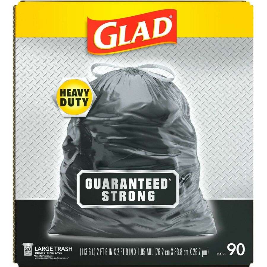 2379626 Glad Drawstring Trash Bags, Large case of 1