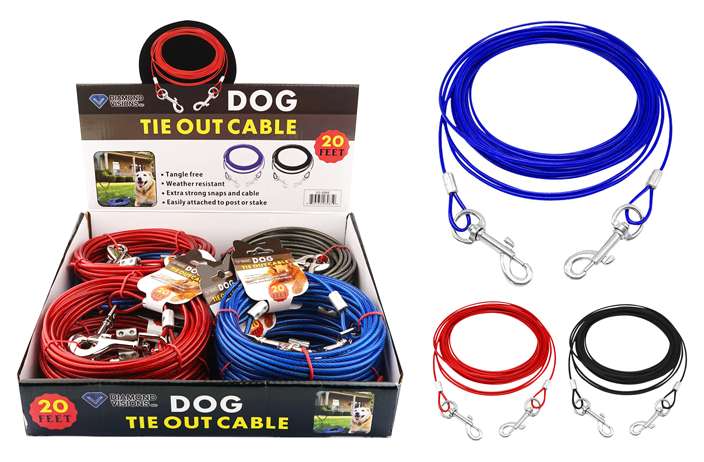 2382183 Dog Tie-Out Cables - 20', Assorted Colors case of 96