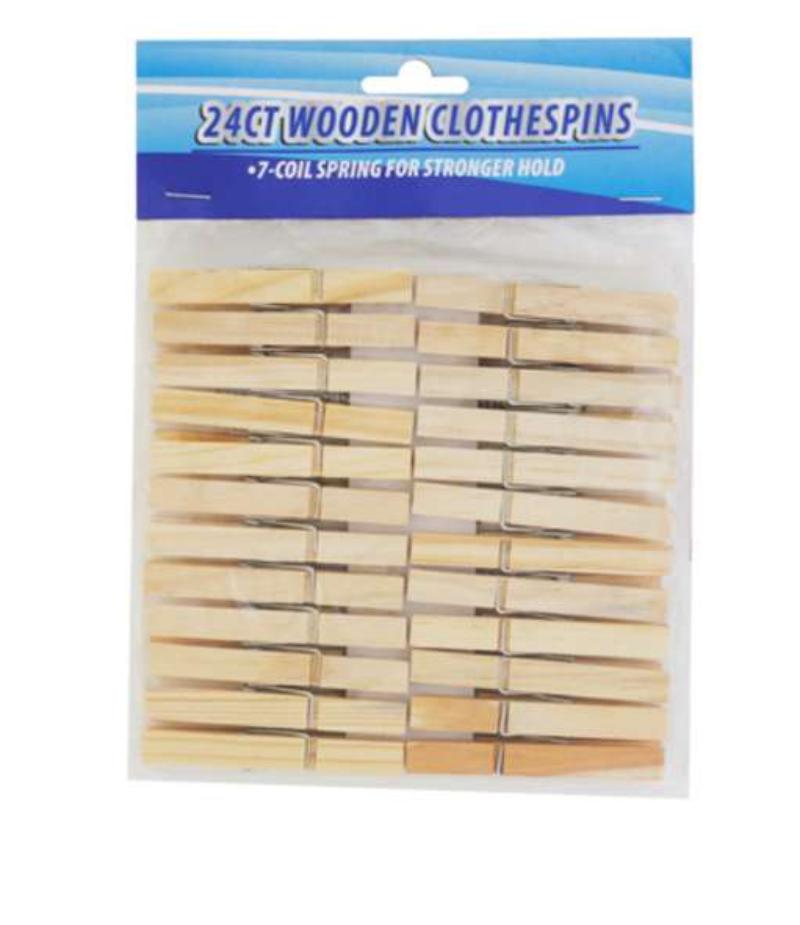 2381263 Wooden Clothespins, 24 Count - Case of 36