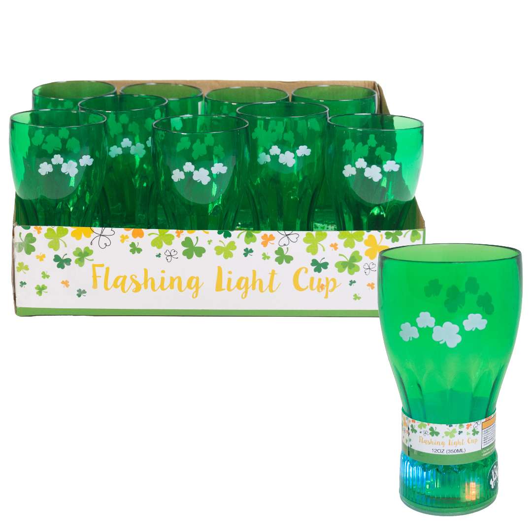 2382532 St. Patrick's Day LED Flashing Cup - 12 oz case of 24