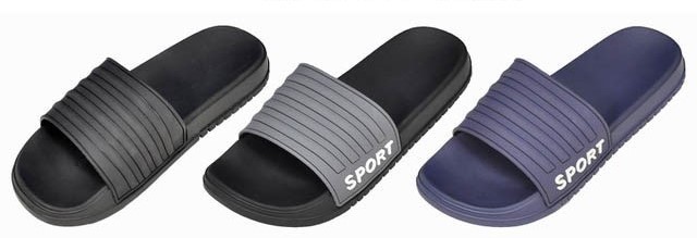 DollarDays 2369067 Mens Classic Slides - Black, Navy & Grey - Size 7-13 Case of 36