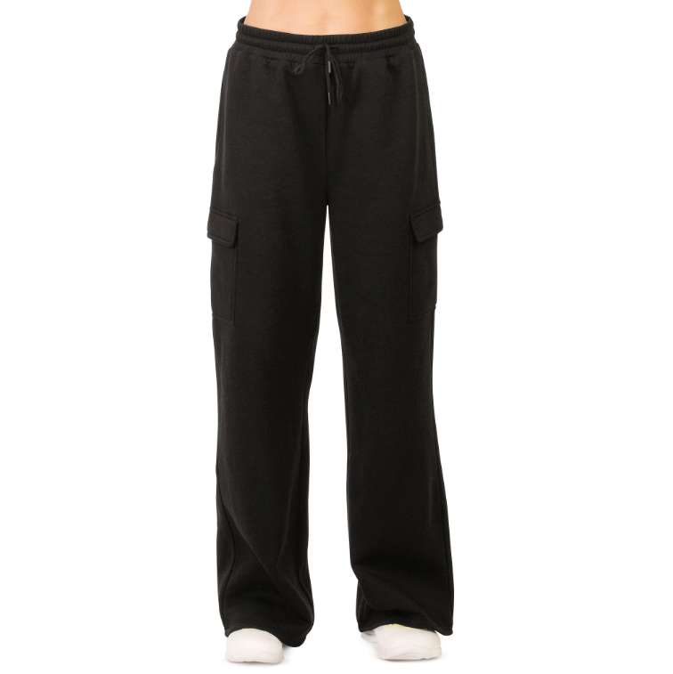 DollarDays 2387842 Ladies Fleece Cargo Pants, Small, Black - Pack of 24