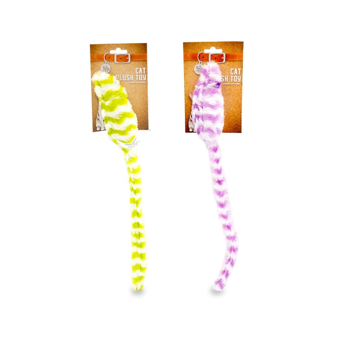 DollarDays 2387662 15.7 in. Cat Plush Toy Mice, Assorted Colors, Pack of 144