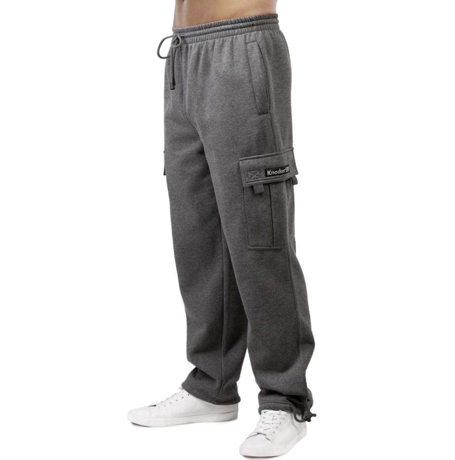 DollarDays 2382162 Mens Fleece Cargo Pants, Large, Charcoal - Pack of 24