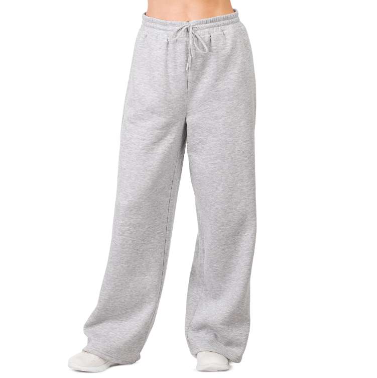 DollarDays 2387866 Ladies Fleece Wide Leg Sweatpants, Small, Heather Gray - Pack of 24