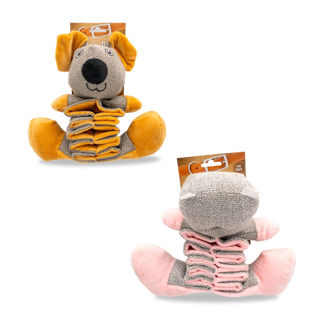 DollarDays 2387661 11.81 in. Pet Stretch Squeaky Plush Toys - Assorted Styles - Pack of 24