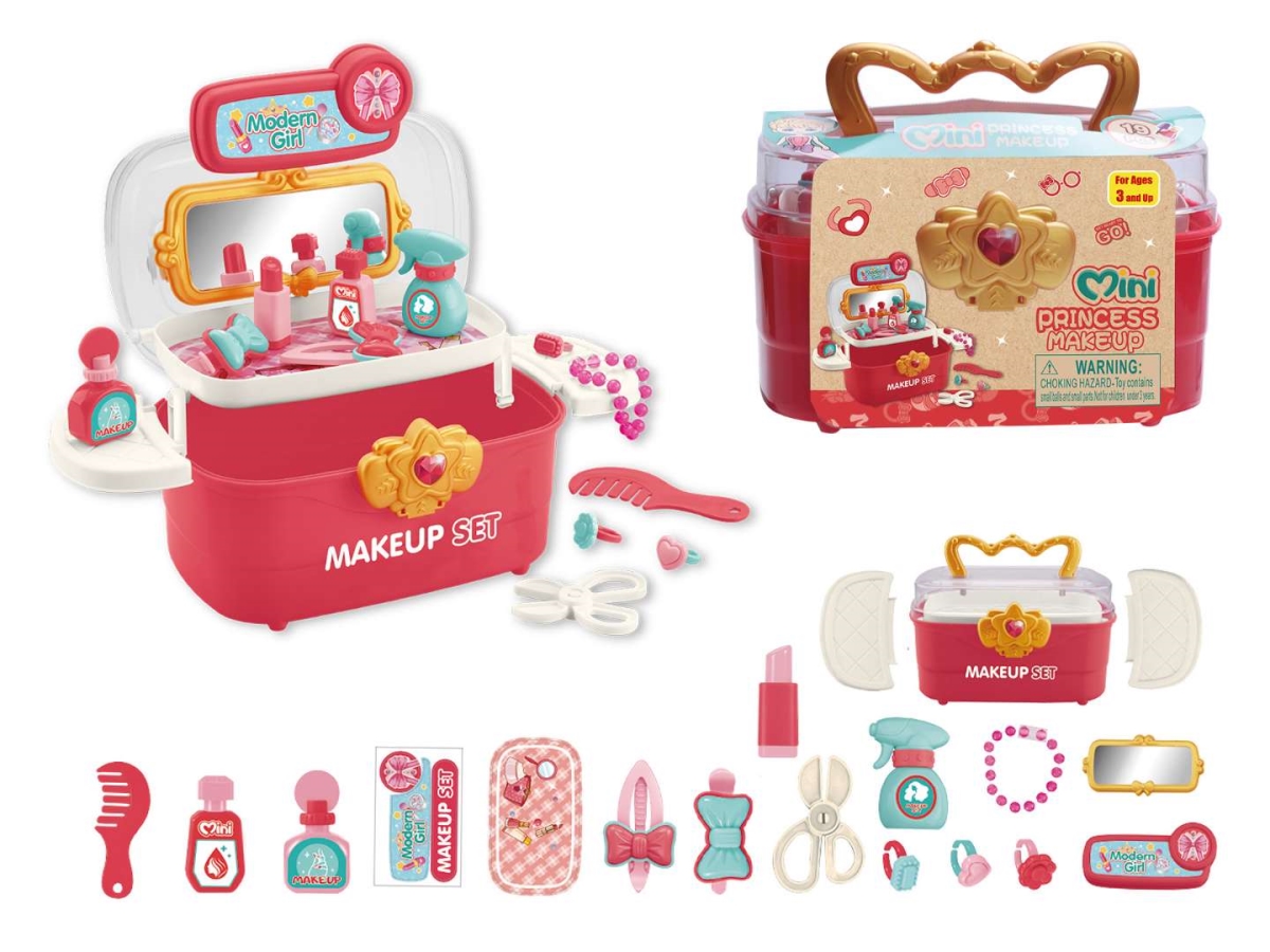 DollarDays 2387933 Portable Mini Princess Makeup Playset, Pink - 19 Piece - Pack of 24
