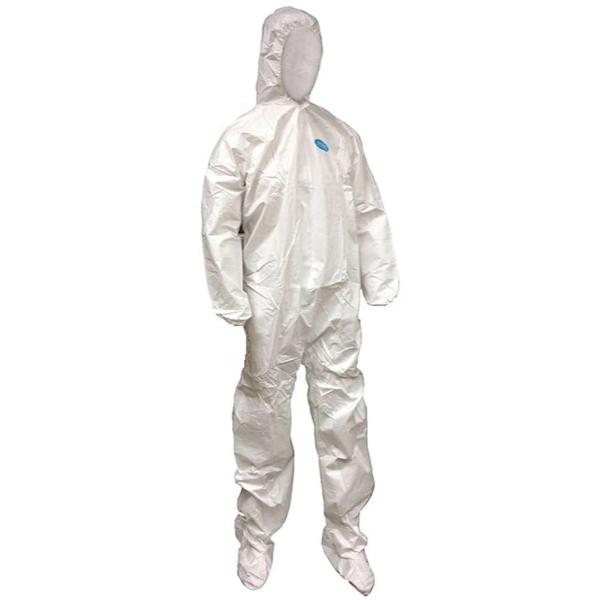 DollarDays 2387756 Disposable Coverall with Hood & Boot Coverage, SMS Material, White - Medium - Pack of 25