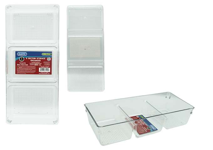 DollarDays 2387117 Three Section Plastic Storage Organizers - Case of 24