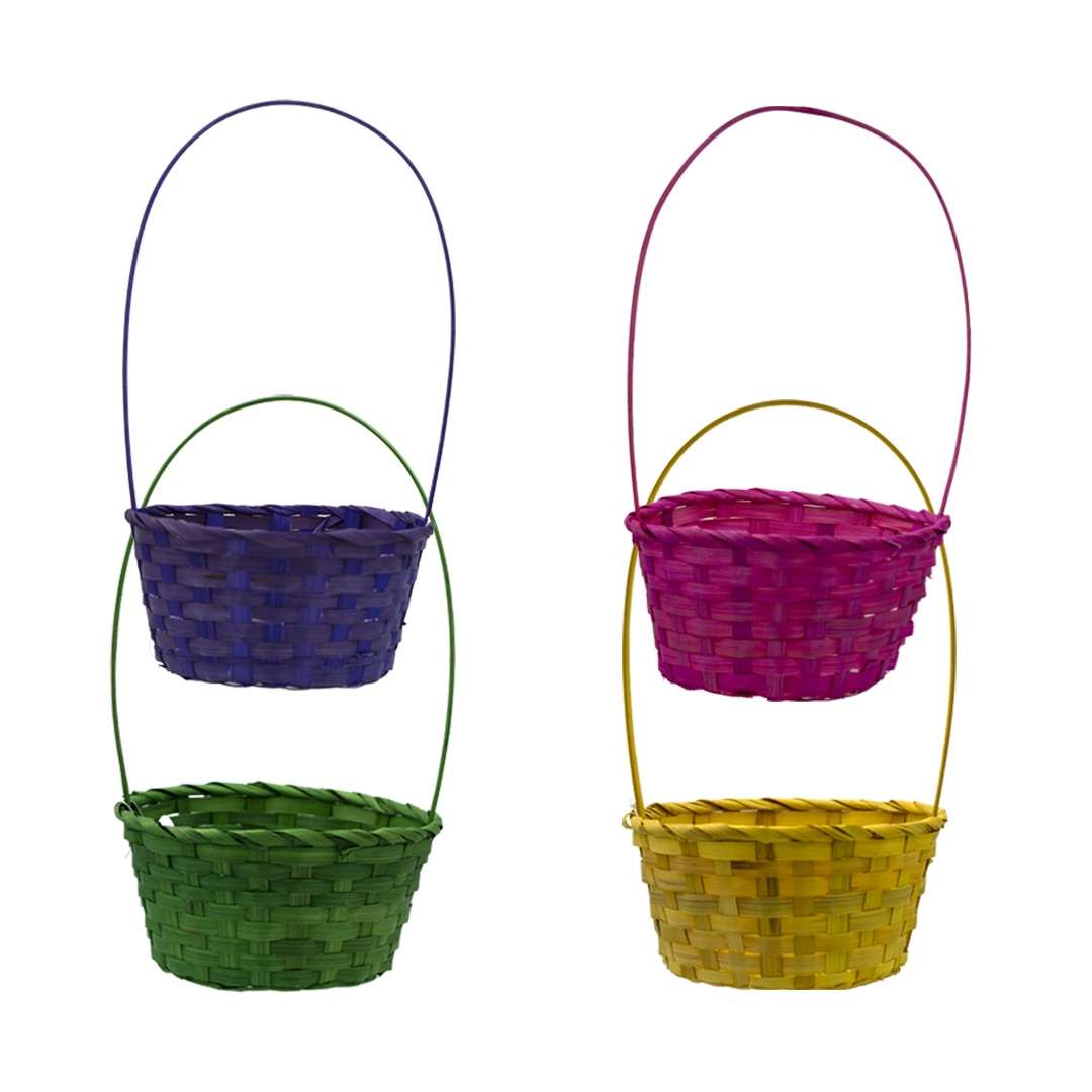 DollarDays 2388424 Round Easter Baskets - Assorted Solid Color, 8 x 4 in. - Case of 96
