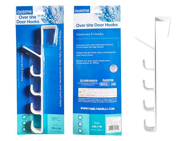 DollarDays 2387167 Over the Door Hooks - 5 Hooks - Case of 72