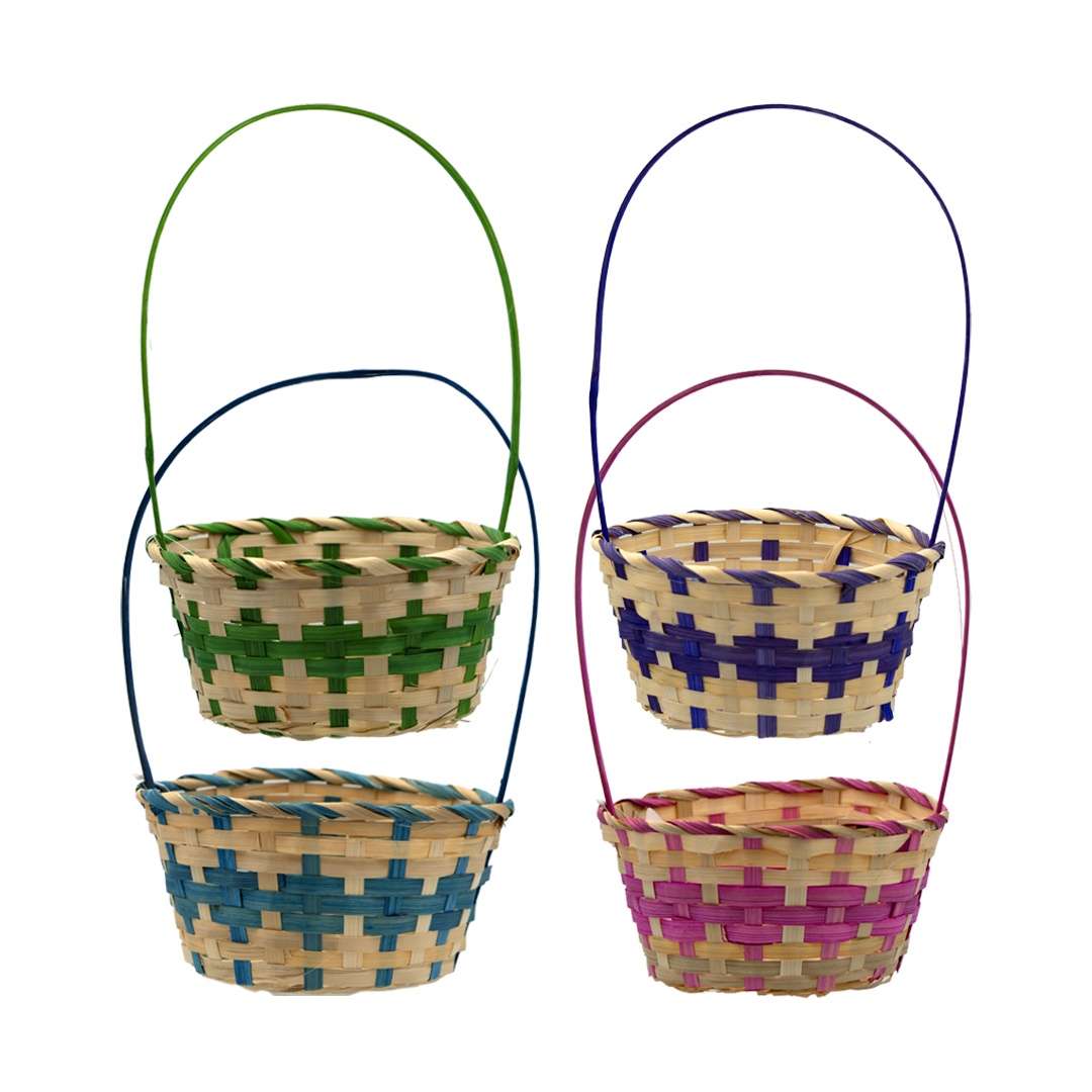 DollarDays 2388423 Round Easter Baskets - Assorted Color, 8 x 4 in. - Case of 96