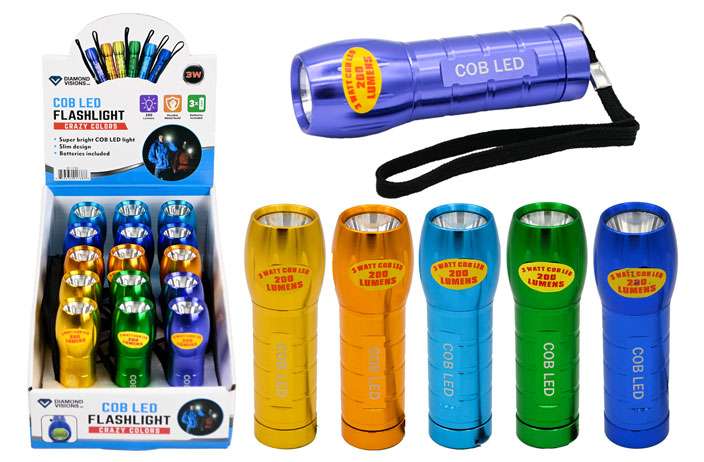 DollarDays 2388771 COB LED Flashlight - Assorted Color - Pack of 120
