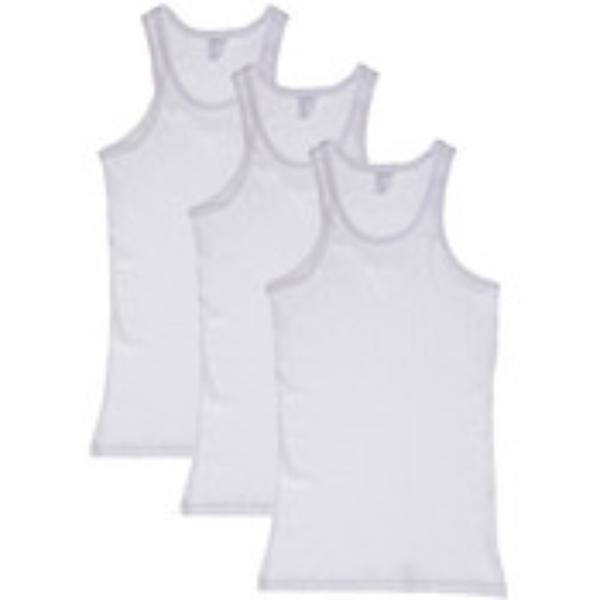 DollarDays 2342350 Boys Cotton Tank Tops, White - Medium - 3 per Pack - Pack of 24