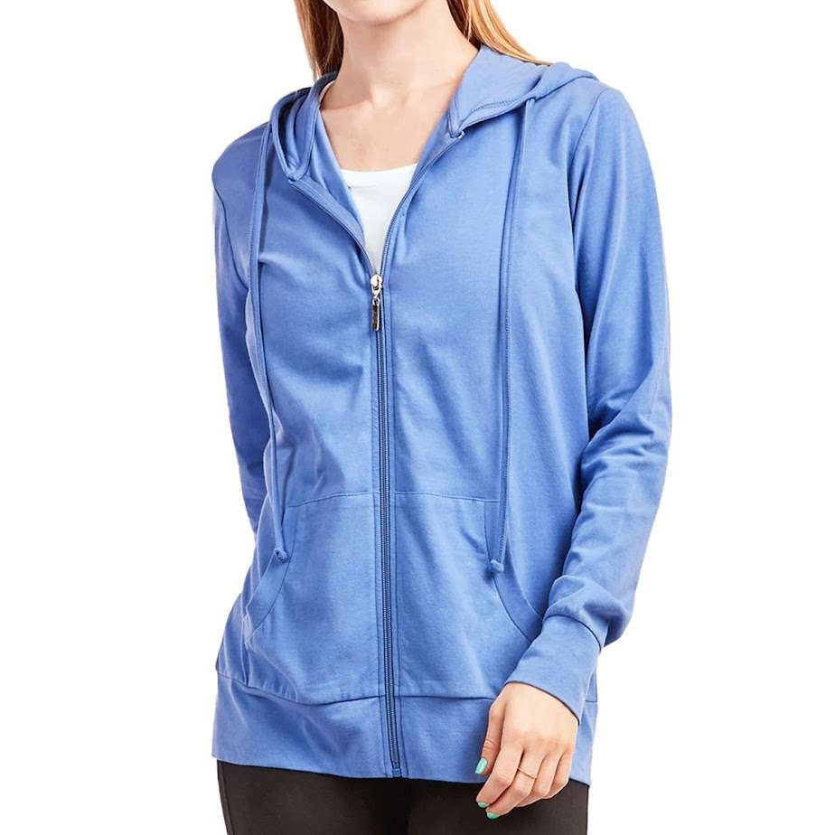 DollarDays 2374019 Womens Jersey Zip-Up Hoodie Jackets, Blue - Large - Pack of 24