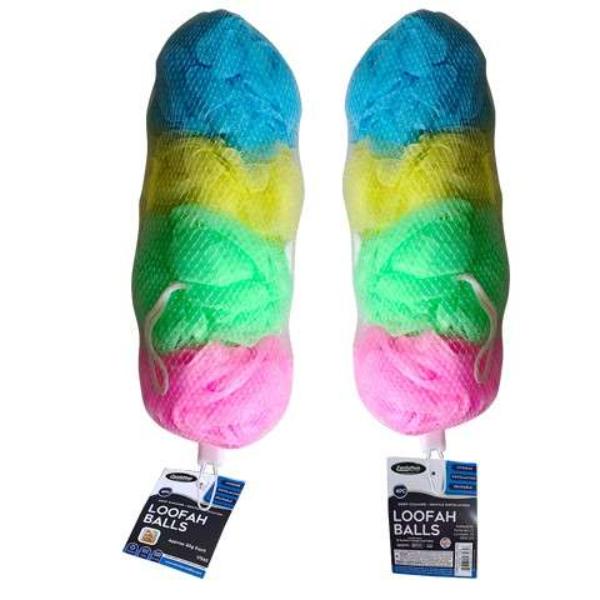 DollarDays 2388810 Bath Loofah, Assorted Color, 4 per Pack - Pack of 96