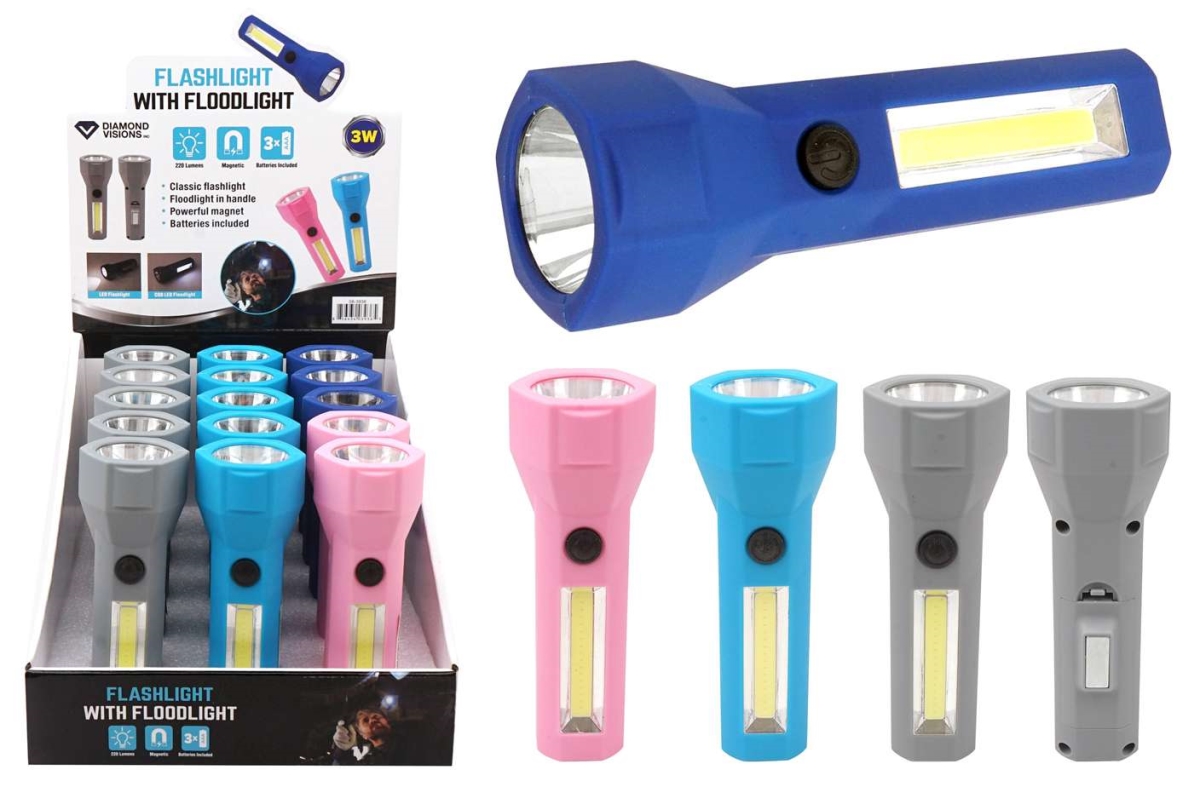 DollarDays 2388786 LED Flashlights with COB LED Floodlight - Assorted Color - Pack of 120