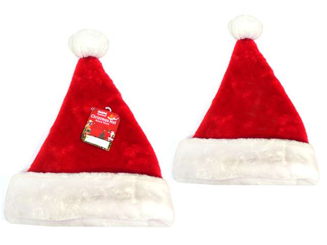 DollarDays 2388838 17 in. Christmas Santa Hat, Red & White - Pack of 24