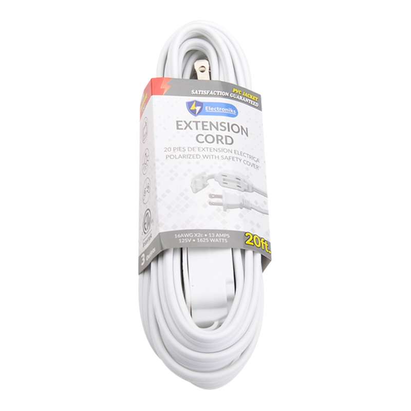 2389143 20 ft. Indoor Extension Cord, White - Pack of 25