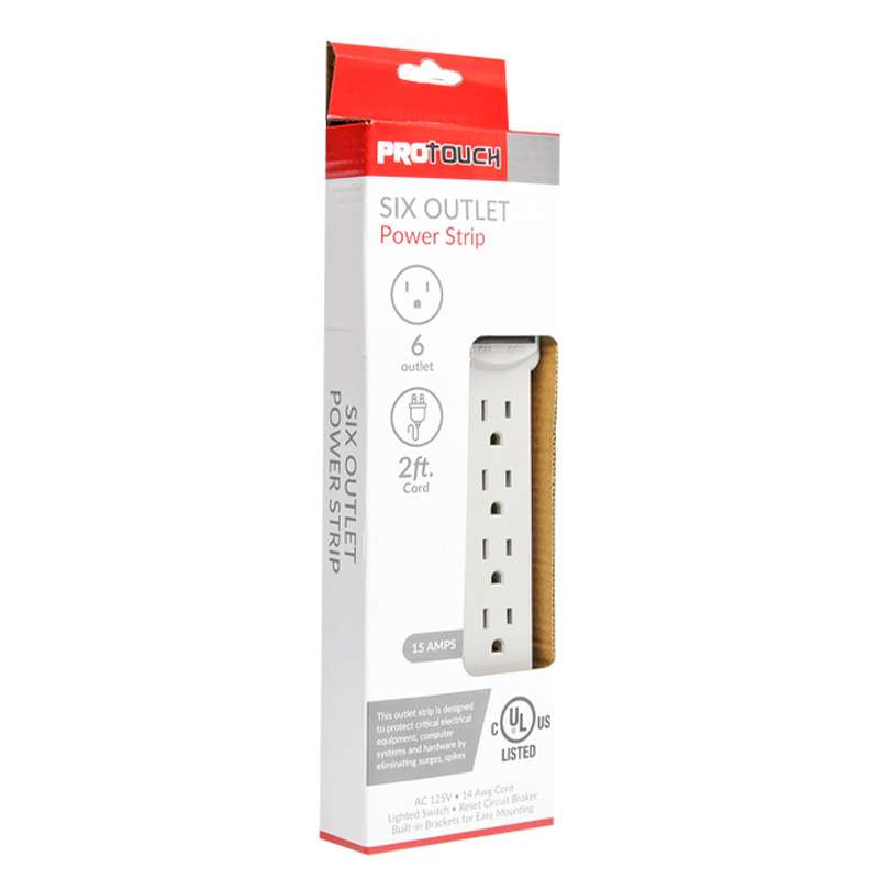 2389151 2 ft. Six Outlet Power Strip, White - Pack of 12