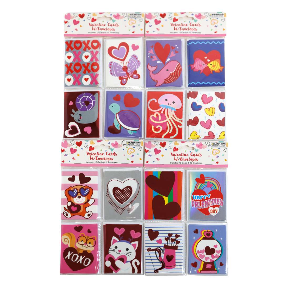 2389313 Valentine Day Cards with Envelopes, Assorted Color - Pack of 36