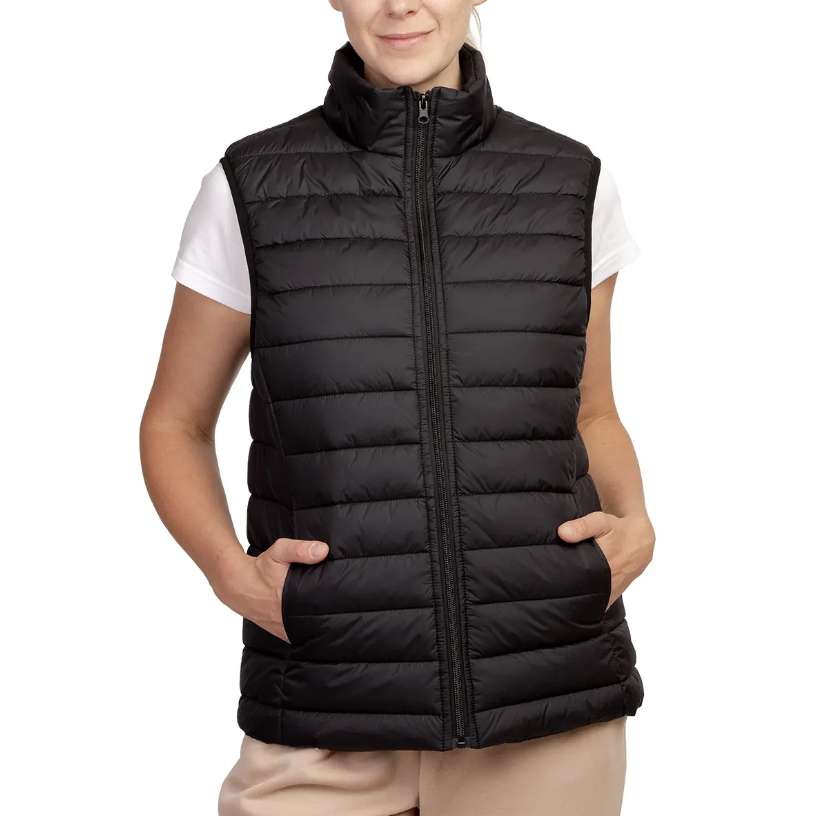 2379248 Sofra Puff Vests for Women, Black, Small - Pack of 24