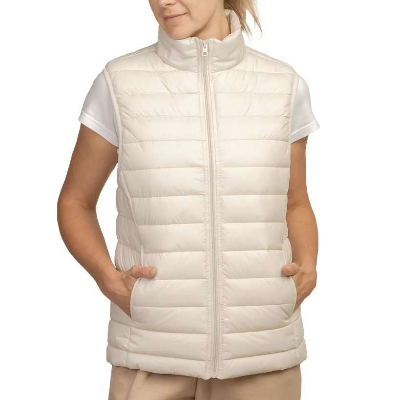2379255 Sofra Puff Vests for Women, Oat, Extra Large - Pack of 24