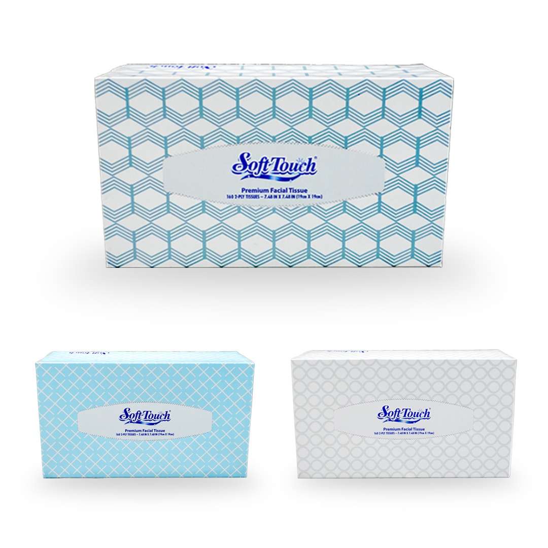 DollarDays 2389962 Soft Touch Facial Tissue - Assorted Boxes - Case of 32