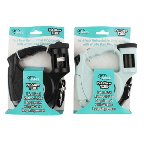 DollarDays 2389967 Retractable Dog Leash - Waste Bag Dispenser, Assorted - Case of 24