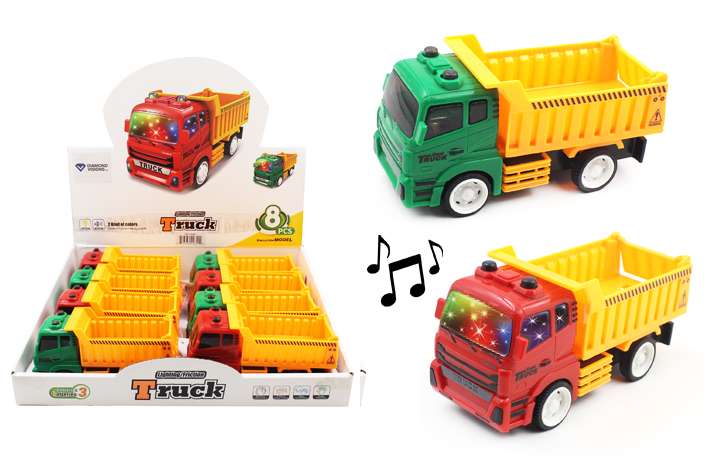 DollarDays 2389838 Dump Trucks with Light & Sound - Assorted - Case of 64