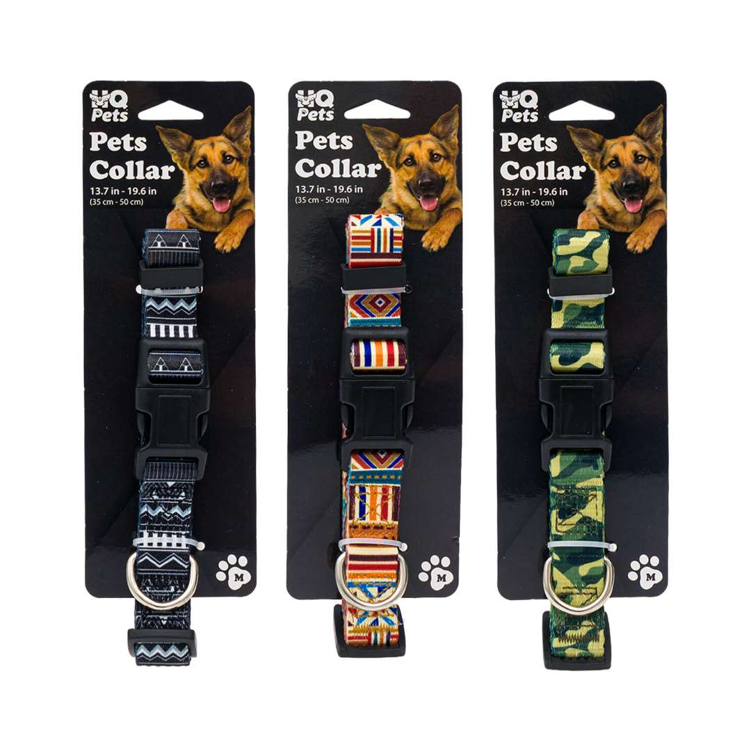 DollarDays 2390232 Assorted Patterns Pets Collars, Medium - Pack of 48