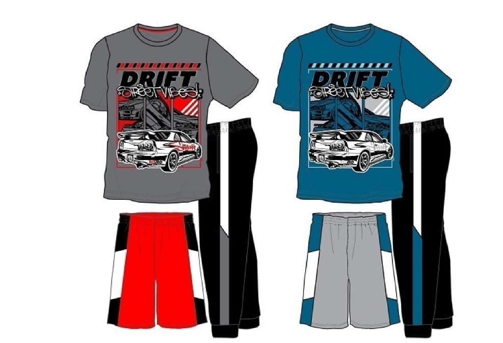DollarDays 2390267 Boys Tricot Pant Set, Gray & Teal - Size 8-16 - 3 Piece - Pack of 24