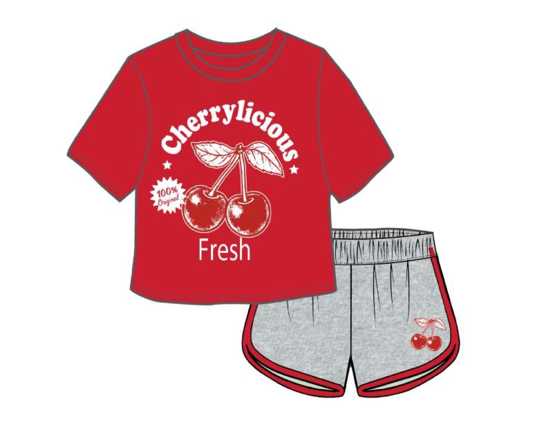 DollarDays 2390353 Girls Shorts Set, Red - Size 7-16 - 2 Piece - Pack of 24