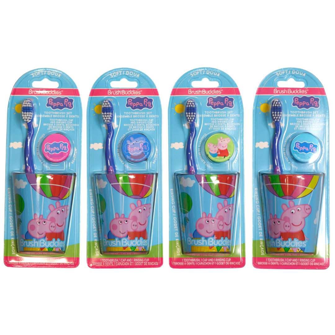 DollarDays 2390360 Peppa Pig Toothbrush Sets - 3 Piece - Pack of 24