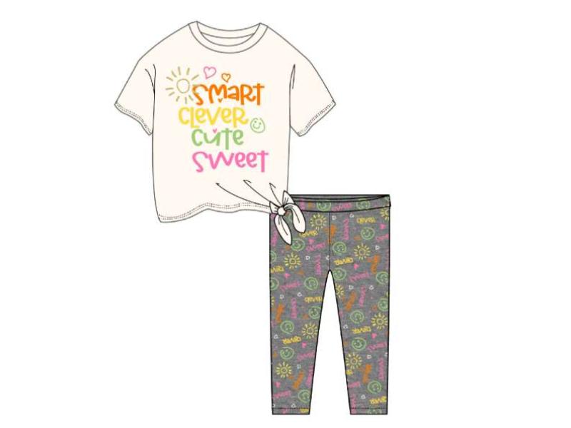 DollarDays 2390370 2 Piece Girls Leggings Set, White - Size 2T-4T - Pack of 24
